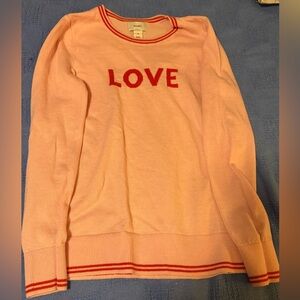Old Navy Pink Sweater with Red 'LOVE' Design